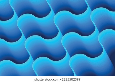 Fondo decorativo de ondas curvas de degradado azul minimalista para un proyecto web creativo. Diseño de fondo de ilustración ondulada y abstracto a la moda con sobreposición de efecto ruidoso