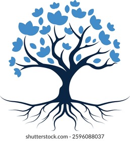 Minimalist blue and green combination tree logo, futuristic touch geometric elements, suitable for brands that focus on green technology, or the environment. Available in high quality vector format