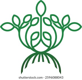 Minimalist blue and green combination tree logo, futuristic touch geometric elements, suitable for brands that focus on green technology, or the environment. Available in high quality vector format