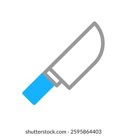 Minimalist Blue Handled Kitchen Knife Illustration