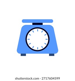 Icono azul minimalista de la escala de pesaje de la cocina aislado en el fondo blanco para la medición de alimentos y la cocción.