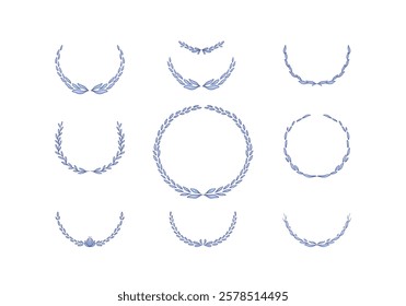 Minimalist Blue Laurel Wreaths collection for Classic Award and Certificate Borders