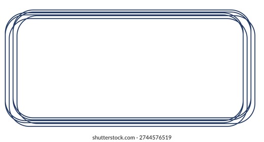 A minimalist blue layered rounded rectangular frame with multiple thin lines on a white background, perfect for graphic design, presentations, or as a decorative text box
