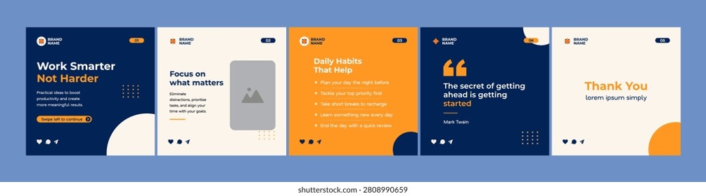 Minimalist blue orange seamless microblog carousel template
