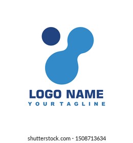 minimalist blue organic shapes logo vector design
