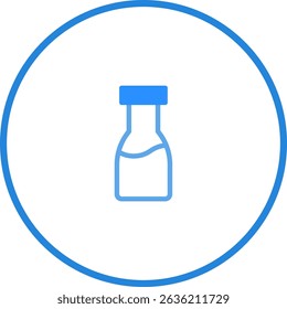Minimalist Blue Outline Illustration of a Bottle Against a White Background