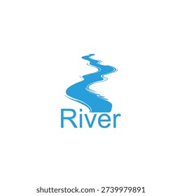 Minimalist Blue River Icon Logo Isolated on White Background – Flowing Water Symbol Design