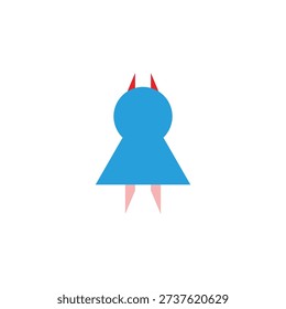Minimalist Blue Rocket Icon with Red Flame – Flat Abstract Startup Launch Concept Vector Illustration
