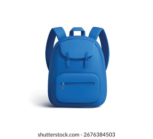 Minimalista Blue School Bag Mochila vetor 3d ícone isolado no fundo branco