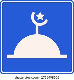 Minimalist Blue Sign for Mosque Place of Worship