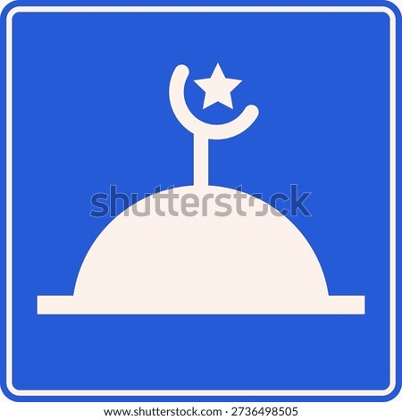 Minimalist Blue Sign for Mosque Place of Worship