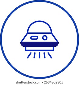 Minimalist Blue UFO Icon Encapsulated in a Circular Frame for Simple Design