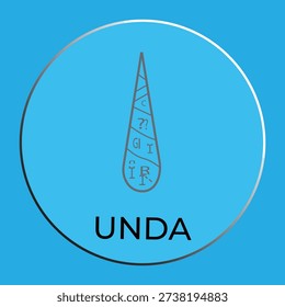 Minimalist Blue Vector Illustration Featuring a Decorated Droplet and UNDA Branding