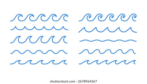 Minimalistische blaue Wellenlinien für Designprojekte