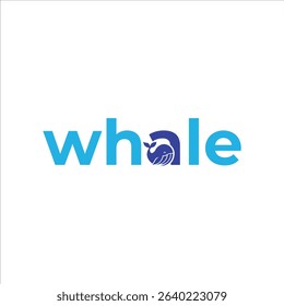 Minimalist Blue Whale Logo – Modern Marine Wildlife Icon Vector