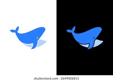 Minimalist Blue Whale Logo on Backgrounds