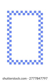 Minimalist blue whimsical rectangle frame border. Simple sketch frame as soft icon with clean background. Linear hand drawn style suits cafe menu and bakery card or birthday invitation, cute