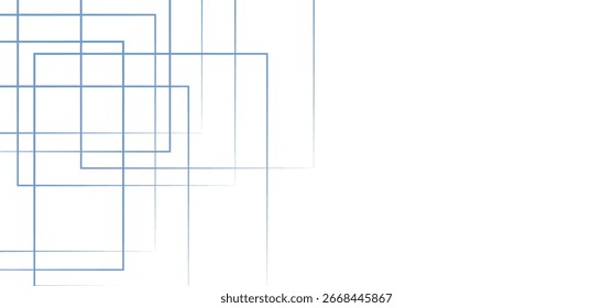Fundo abstrato minimalista azul e branco com retângulos geométricos entrelaçados