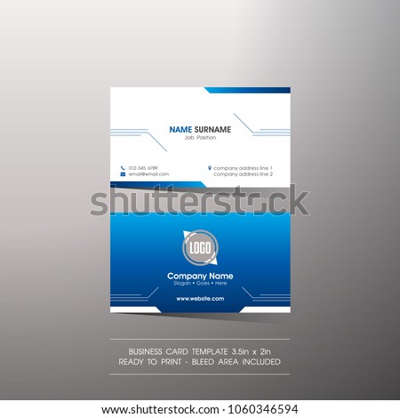 minimalist blue white tech business card stock vector royalty free tech business card