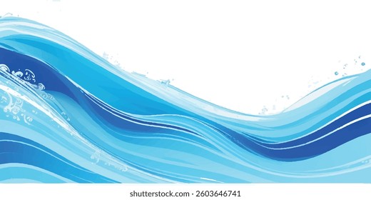 Minimalist Blue and White water ocean Abstract Wave Design with a Soft Gradient Curve, Perfect for Corporate Flyers, Presentations, and Websites
