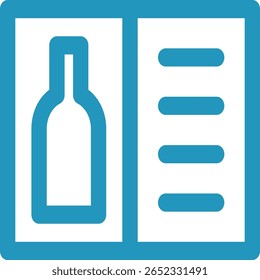 Minimalist Blue and White Wine List Icon with Bottle and Text Li