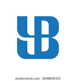 Diseño De Logotipo Minimalista Azul YB Con Letras Entrelazadas.