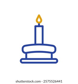 Minimalist Blue and Yellow Candle Icon