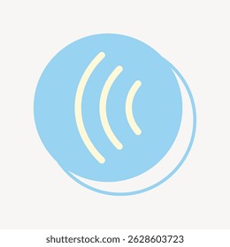 Minimalist blue and yellow logo with curved lines. Simple design with blue circle and yellow accents. Modern and clean logo with blue and yellow elements. Graphic element vector.