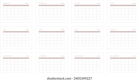 Minimalist Blush Pink Vector Calendar