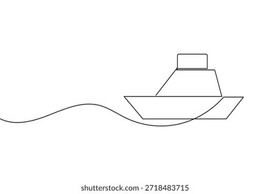 Minimalistisches Boot auf Wellen Continuous Line Drawing Travel Marine Symbol
