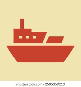 Minimalist Boat on Waves Silhouette Icon Vector