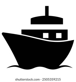 Minimalist Boat on Waves Silhouette Icon Vector