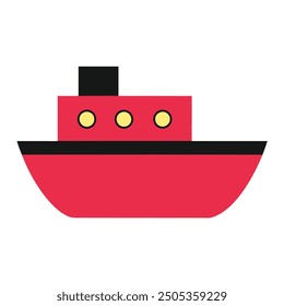 Minimalist Boat on Waves Silhouette Icon Vector