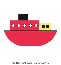 Minimalist Boat on Waves Silhouette Icon Vector