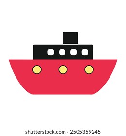 Minimalist Boat on Waves Silhouette Icon Vector