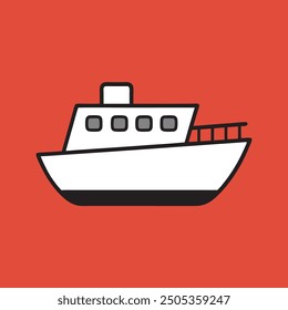 Minimalist Boat on Waves Silhouette Icon Vector