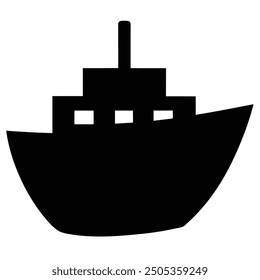 Minimalist Boat on Waves Silhouette Icon Vector