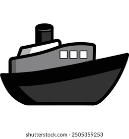 Minimalist Boat on Waves Silhouette Icon Vector