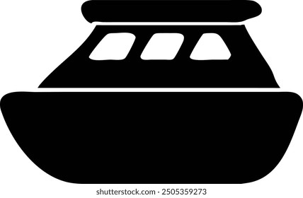 Minimalist Boat on Waves Silhouette Icon Vector