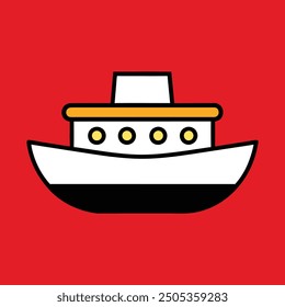 Minimalist Boat on Waves Silhouette Icon Vector