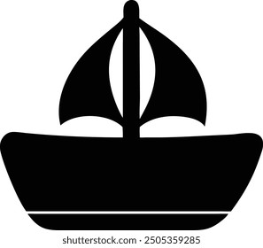 Minimalist Boat on Waves Silhouette Icon Vector