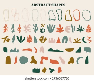 Minimalist boho abstract nature art shapes collection