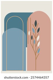 Minimalist boho abstract poster for interior home