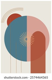 Minimalist boho abstract poster for interior home