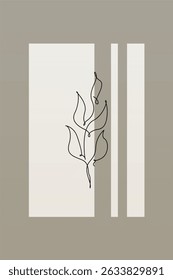 Minimalist Boho Line Art Flower Illustration – Modern Wall Art Vector