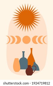 Minimalist boho poster. Abstract boho print for nursery wall decor, children shop advertising, t shirt print, summer psrty invitation etc