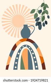 Minimalist boho poster. Abstract boho print for nursery wall decor, children shop advertising, t shirt print, summer psrty invitation etc