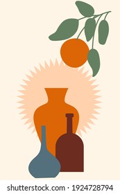 Minimalistisches Boho-Poster. Abstrakter Boho-Druck für Kindermädchen-Dekor, Kindershop-Werbung, T-Shirt-Druck, Sommereinladung etc.