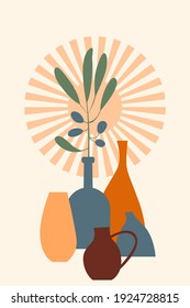 Minimalist boho poster. Abstract boho print for nursery wall decor, children shop advertising, t shirt print, summer psrty invitation etc.