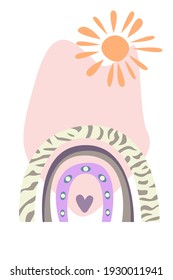 Minimalist boho poster. Abstract boho print for nursery wall decor, children shop advertising, t shirt print, summer psrty invitation etc